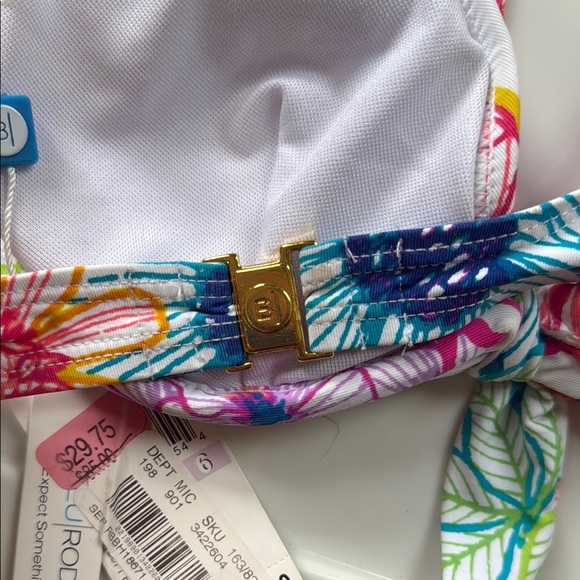 Floral Multicolor Ruffle Bikini Top BNWT Bleu Rod Beattie Nordstrom $85 Retail - Picture 7 of 10